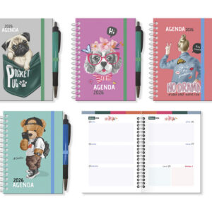 MINI AGENDA ANUAL 2026 ESPIRAL FANTASIA BOLIGRAFO