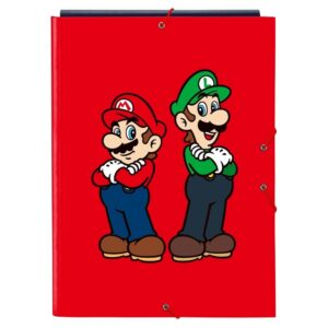 CARPETA CARTON FOLIO GOMAS SOLAPAS SUPER MARIO
